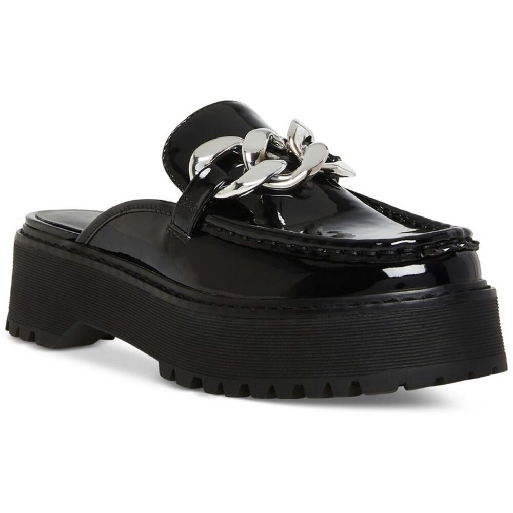 Madden Girl Black Loafers with Silver Chain